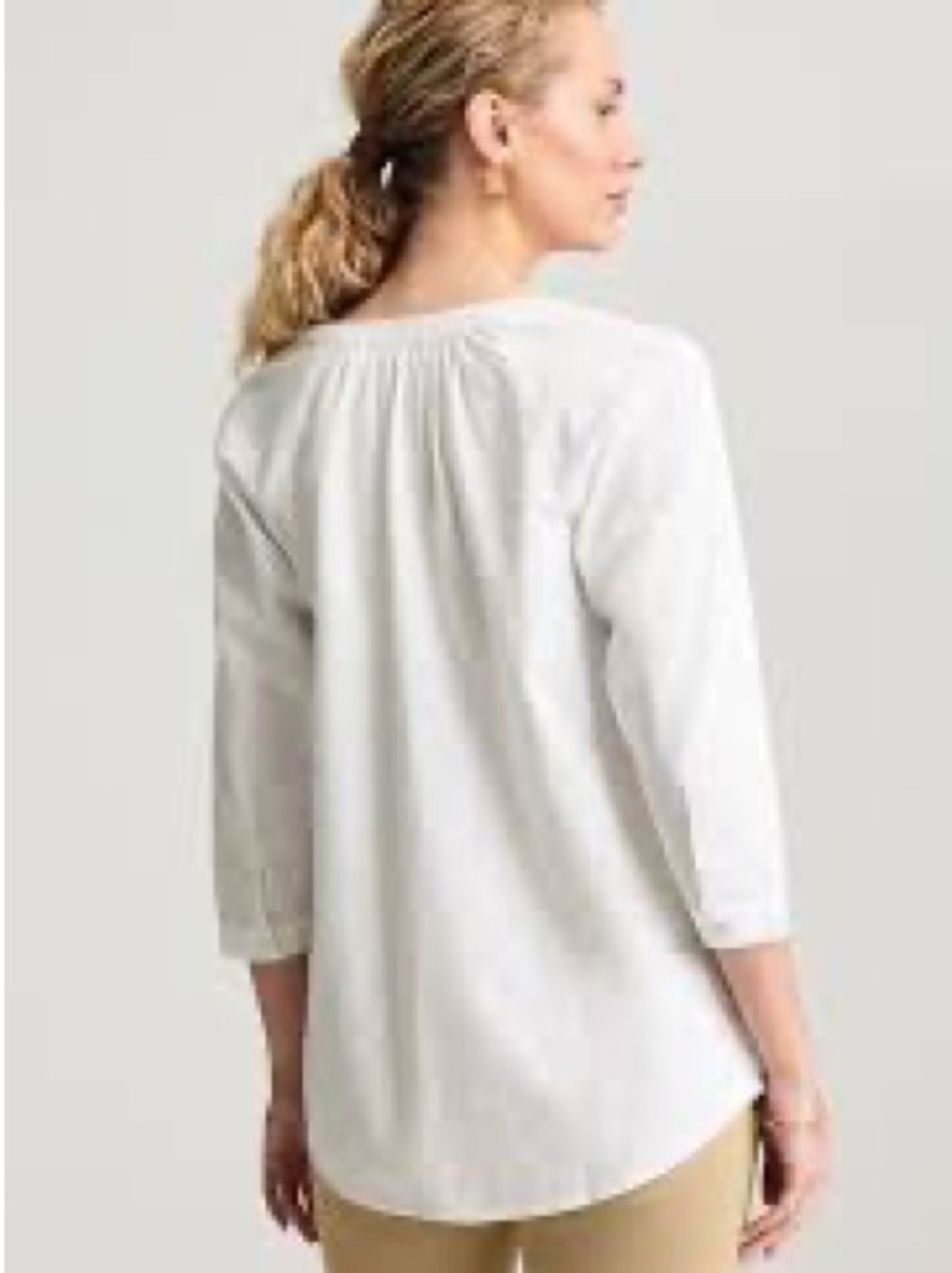 J. Jill  White Cotton Blouse - Casual Relaxed Fit